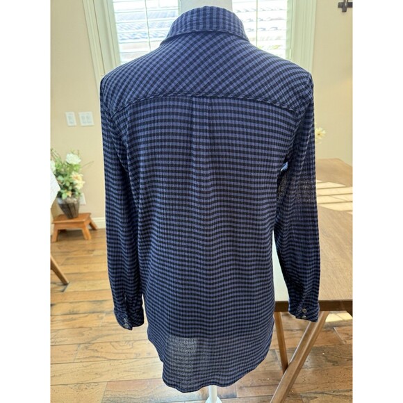 J. Jill Blue Black Check Gauzy Pullover Top Long Sleeve Women’s XS Casual Preppy - Picture 5 of 11